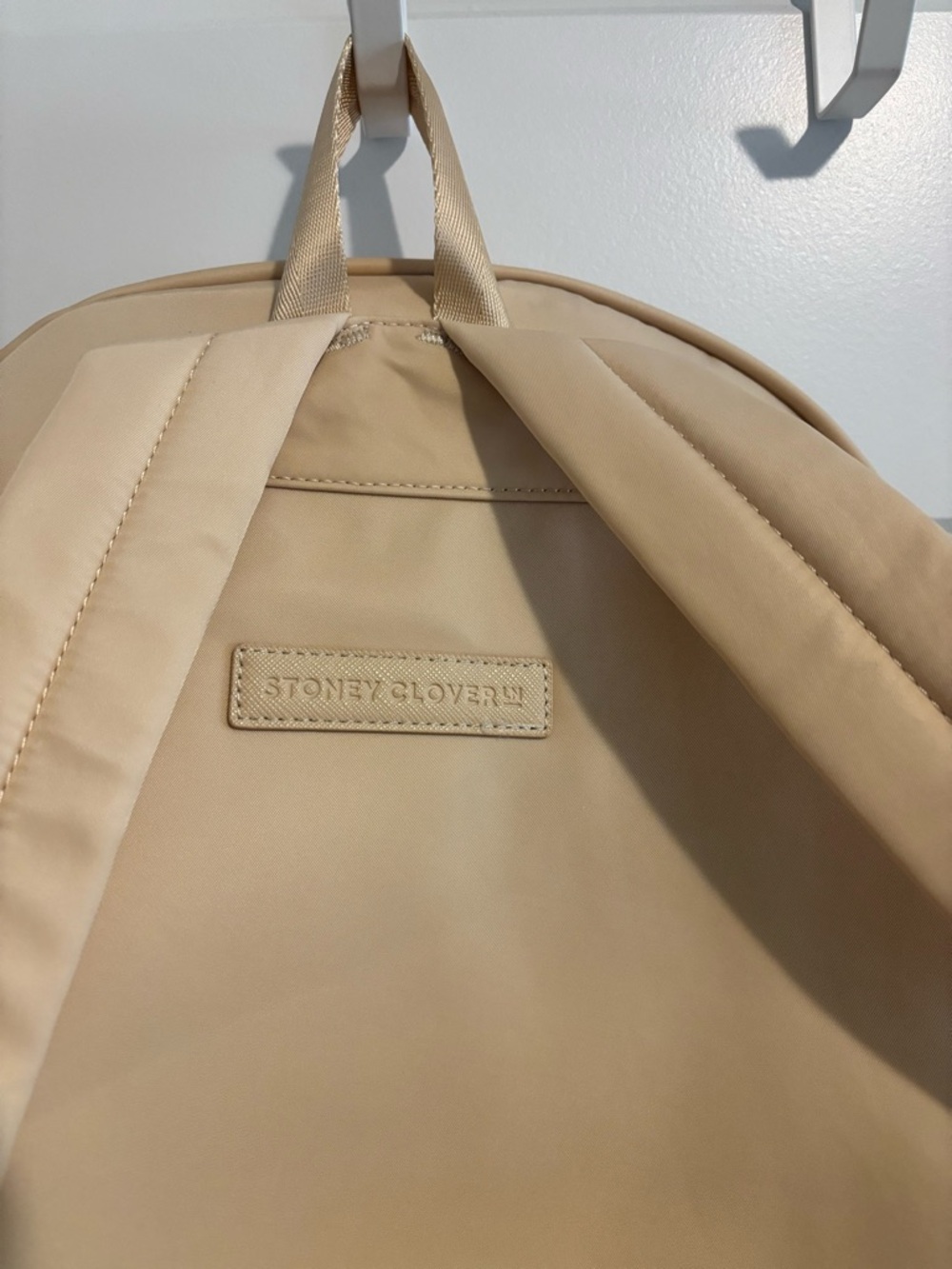 Stoney Clover Lane cream backpack with patches - Picture 10 of 13